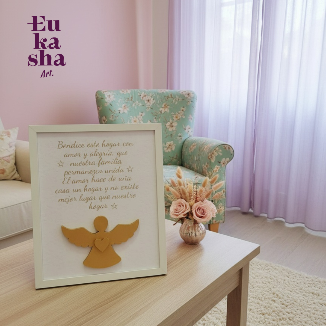 🏡 Portarretrato “Bendición del Hogar” – Un ángel que protege y llena tu espacio de luz
